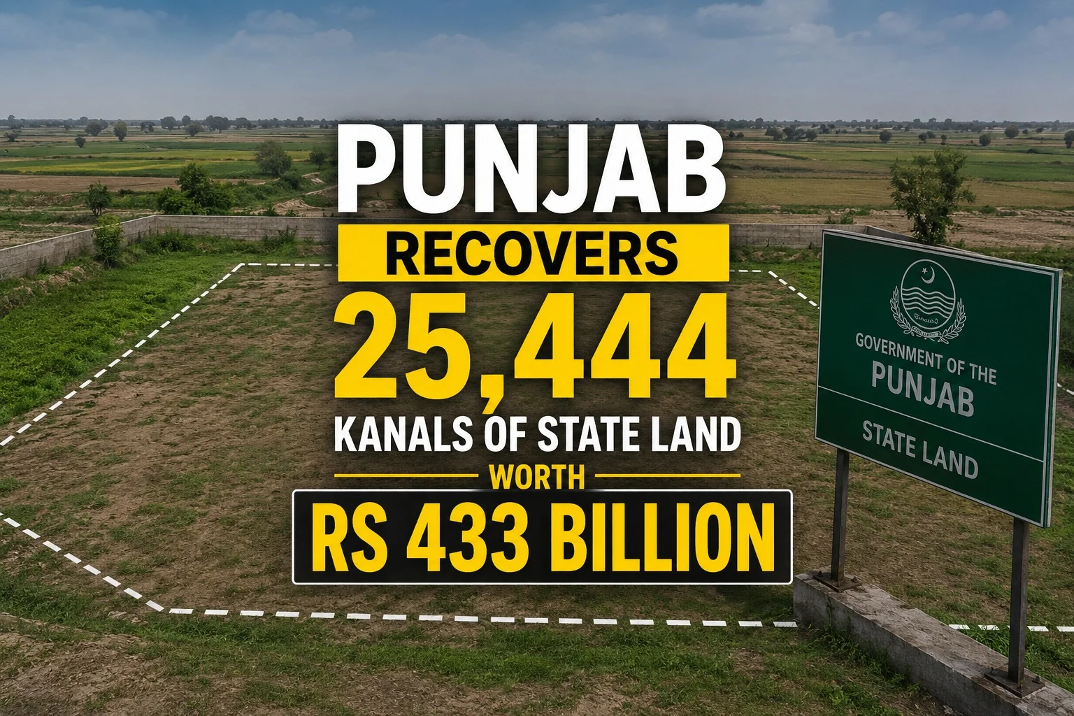 Punjab Recovers 25,444 Kanals of State Land Worth Rs 433 Billion